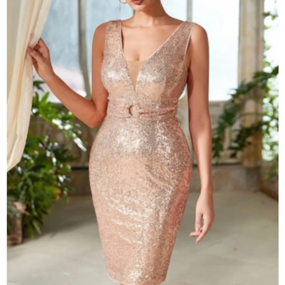 Luxe open back party holidays sequins mini dress - Picture 6 of 6